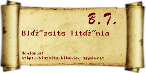 Blázsits Titánia névjegykártya